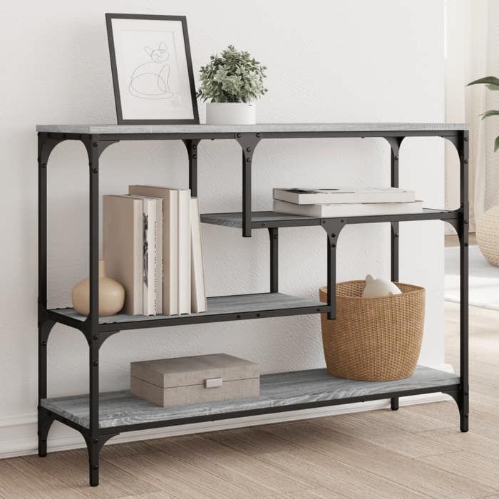 vidaXL Table Console Bout de Canapé avec Étagère Table dAppoint avec Pieds Meuble de Rangement Entrée Industriel 838916