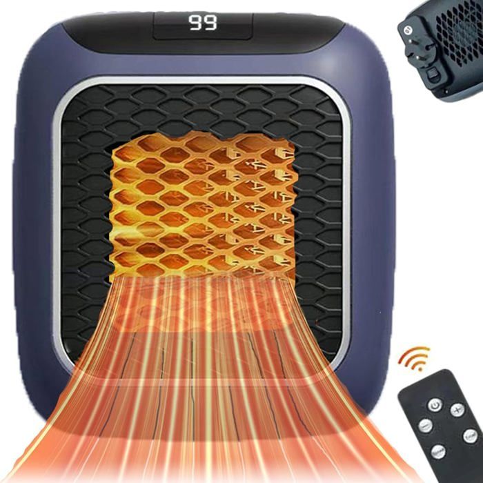 Radiateur électrique Portable 800W Lumiheat - Chauffage Mural, Minuterie 12h, Télécommande, écran LED - 5