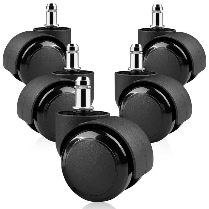 5 pièces roulette chaise de bureau 11 x 22mm 360° Rotation pour jeu chaises roulettes de rechange silencieuses sans rayures noir