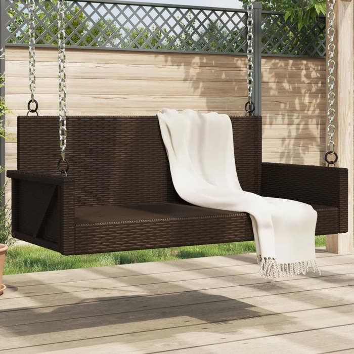 Vidaxl Balancelle gris 119x56x48 cm résine tressée - vue 2