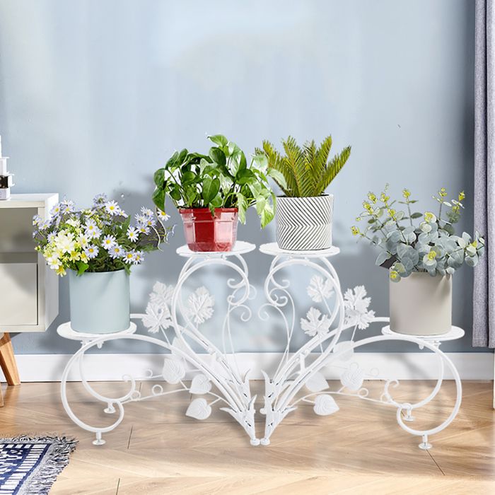 Support Pot de Fleur en Fer Porte Plante Interieur - Étagère à Fleurs pour Salon Balcon Jardin 45 x 21 x 42.5 cm
