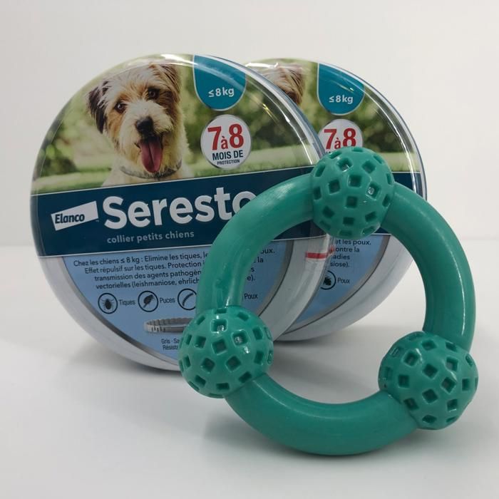 Comparer les prix de Lot de 2PCS Seresto collier antiparasitaire pour chien (jusqu'à 8 kg) + Un jouet offert