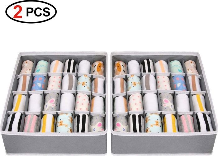 Pièce de 2 boîtes de rangement pour les sous-vêtements et autres accessoires de petite taille 24 cellules Pliable Tiroir diviseu