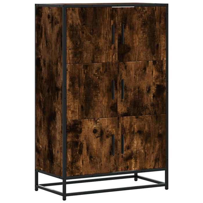 Buffet haut-Armoire de chambre - multi-rangement - chêne fumé 68x35x1065cm - Bois dingénierie métal NEUF - BM 1607464
