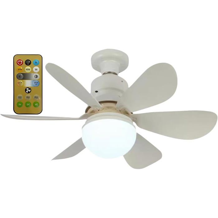 Rising FF Ventilateur de plafond ventilateur de plafond 30 W avec lumière douille E27 couvercle blanc crème blanc perle - Rising Ff