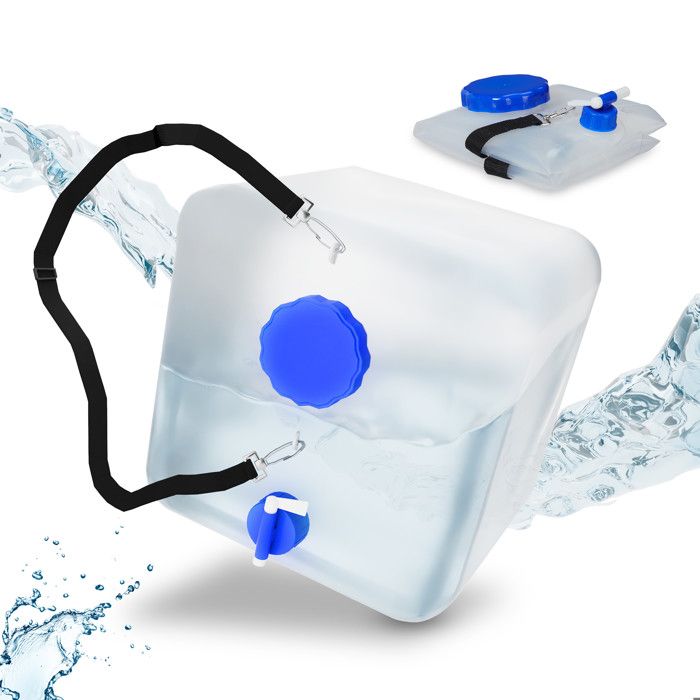 Relaxdays Lot de 2 bidons pliables Jerrycan à eau de camping robinet large couvercle & lanière 15 L sans BPA
