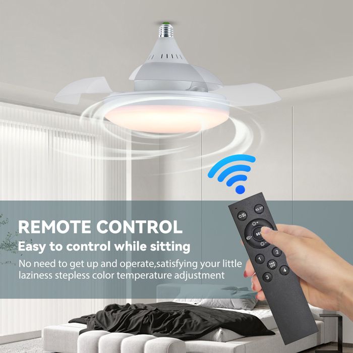 Plafonnier LED avec Ventilateur de Plafond Silencieux et Télécommande 30 W ventilateur plafond chambre salon 4 vitesses - Prumya