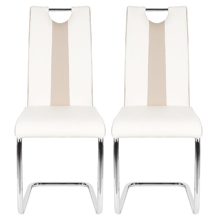 Lot de 2 chaises de salle à manger en métal beige pour la salle à manger et la cuisine QUIIENCLEE