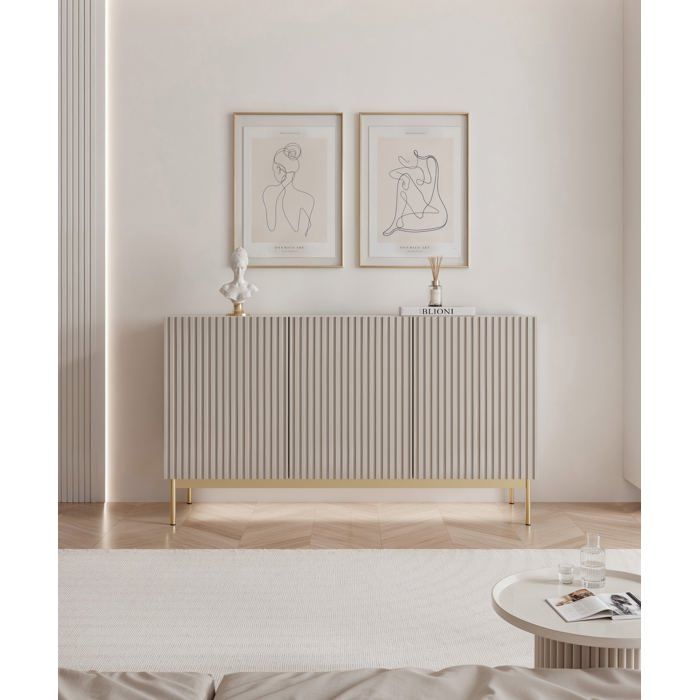 Buffet 3 portes avec LED - LINEARIS - 138 cm - gris cachemire