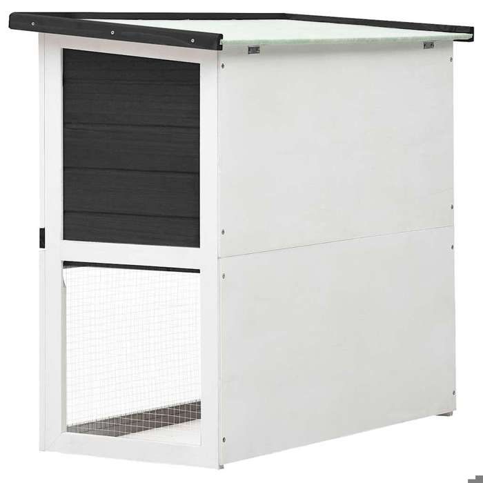 Clapier dextérieur en bois - WIENS - Gris - 90x45x80 cm - 1 porte - Treillis métallique - Toit étanche