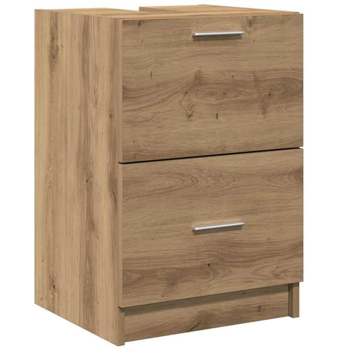 Meuble sous évier - vidaXL - Chêne Artisanal - 40x37x59 cm - Bois dingénierie - 2 tiroirs - Finition texturée