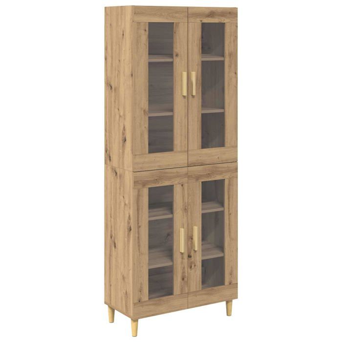 Buffet haut moderne - vidaXL - Chêne artisanal - 695x34x180 cm - Bois dingénierie - 4 portes - Portes en verre