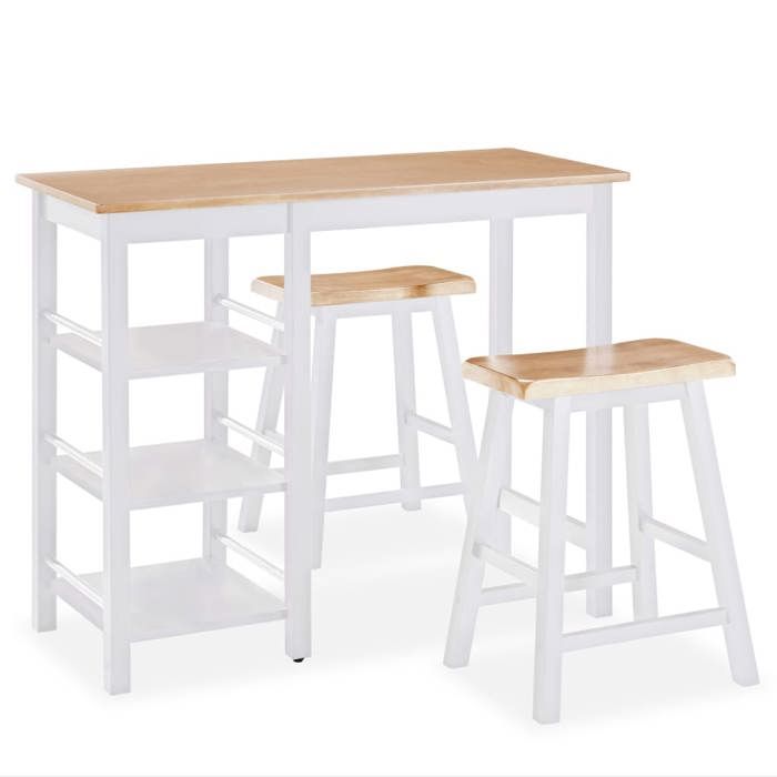 SALE 2026Ensemble de bistro/salon (Table de cuisine + chaise) Blanc - Ensemble de bar 3 pcs MDF Blanc 32.2 Kg 468693