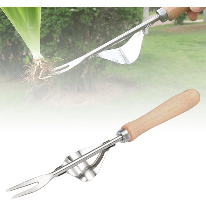 Taozoey Désherbeur Manuel En Acier Inoxydable - Outil De Jardinage Ergonomique Avec Manche Bois Pour Arracher Racines Et Mauvaises Herbes