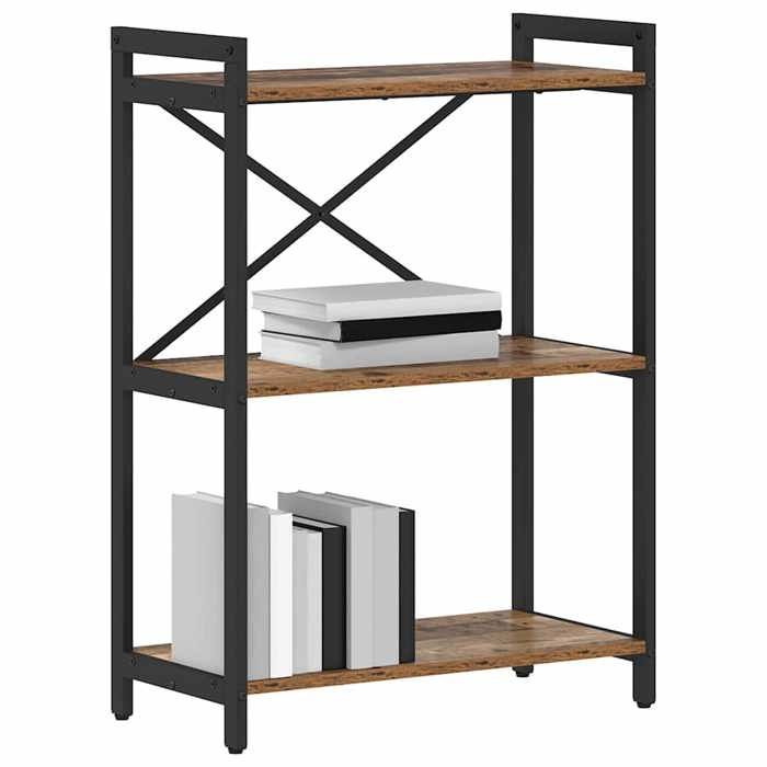 SOLDES DHIVER®Étagère à Livres sur Pied - Cloison Séparateur - Marron Étagère - Bois Ancien - 60 x 30 x 85 cm - bois dingénierie -