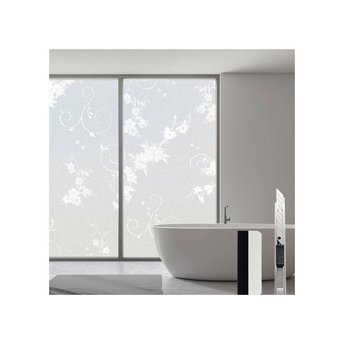 Film de fenêtre autocollant - Antrect 90×400 cm - Motif orchidée mat - Adhérence statique - Bloque 99% UV