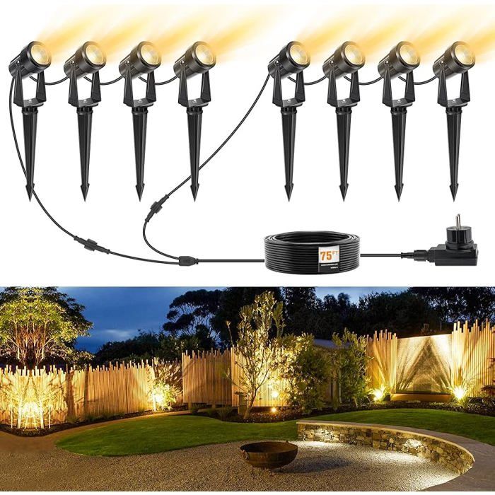 Spot LED extérieur - AUTREMENT - 27 8-in-1 BLA - 8 x 3W 3000K - Câble 29 m - IP67 étanche