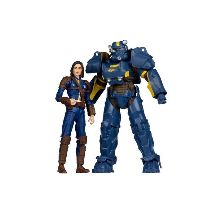 Figurines - MCFARLANE - Fallout 4 T-60 Vault Tec & Sole Survivor - 7 - Ultra Articulation 22 pts - 2 cartes + 2 socles
