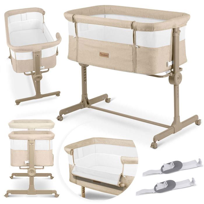 Lit bébé pliant de voyage - Nukido - Extension avec matelas - Réglage hauteur 7 niveaux - Entrée latérale amovible