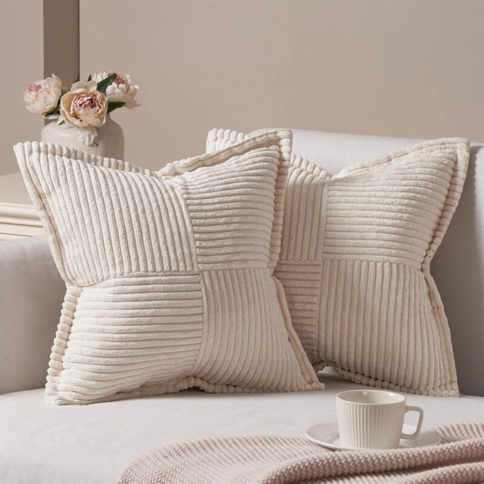 Housses coussin velours - 2 pièces 45x45cm beige décor canapé salon - Beige NORVYN