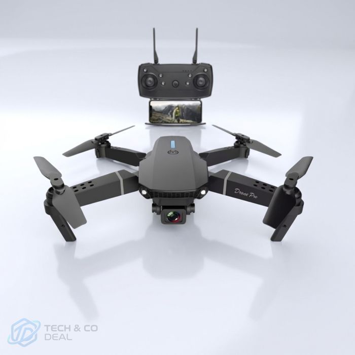 Drone pliable avec caméra WiFi FPV 4K/1080P évitement obstacles 3 batteries noir/blanc