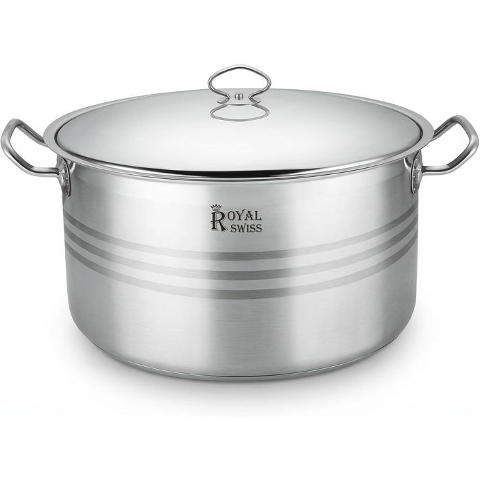 Faitout Marmite en Acier Inoxydable avec Couvercle - 10.6L ∅30cm H 15cm - Induction et Tous Feux - Passe au Lave-Vaisselle