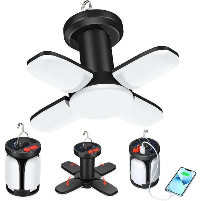 Lanterne LED Rechargeable 1000 Lumens 2600mAh Batterie Lampe de Camping 6 Modes Câble USB Inclus IPX4 Étanche