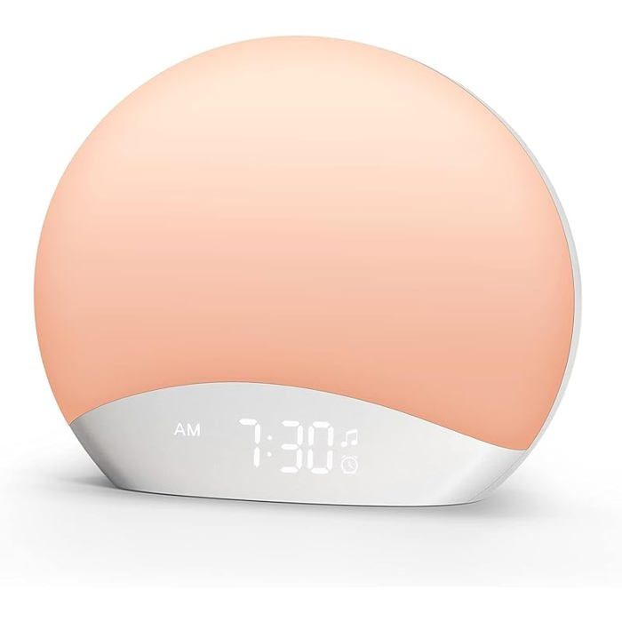 Reacher Lumière Simunt lAube avec Bruits Bncs Lampe de Veilleuse Horloge Numérique Dimable Bnc