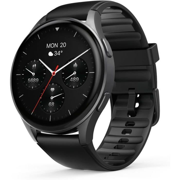 Montre Connectée GPS AMOLED 1 43 Appels Bluetooth Alexa Vocal Altimètre Barométrique IP68 Suivi Sport Santé Android iOS Noir