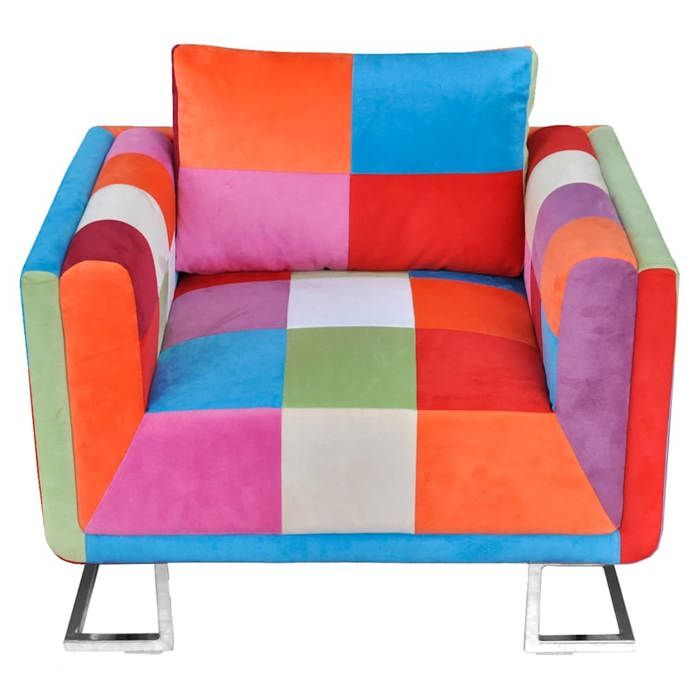 Confortable Fauteuil cube avec design de patchwork Chrome Tissu avec manuel de montage（78434108）VIDAXL