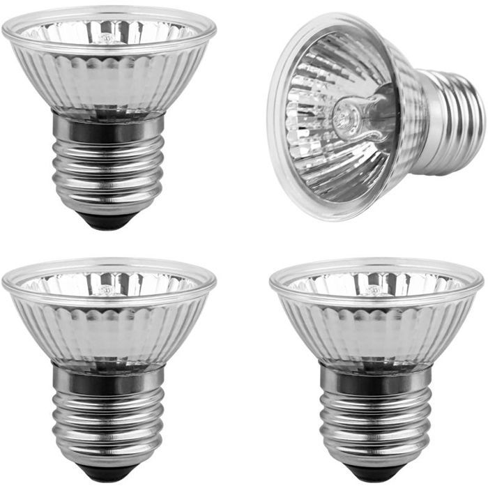 4pcs Ampoule chauffante E27 - 50W UVA+UVB - Tortues et reptiles - Blanc chaud