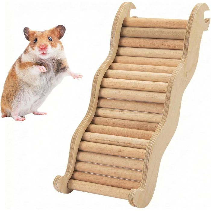 Echelle en bois pour hamster pont escalade petits animaux jouet a macher bois naturel 21*7.6 cm
