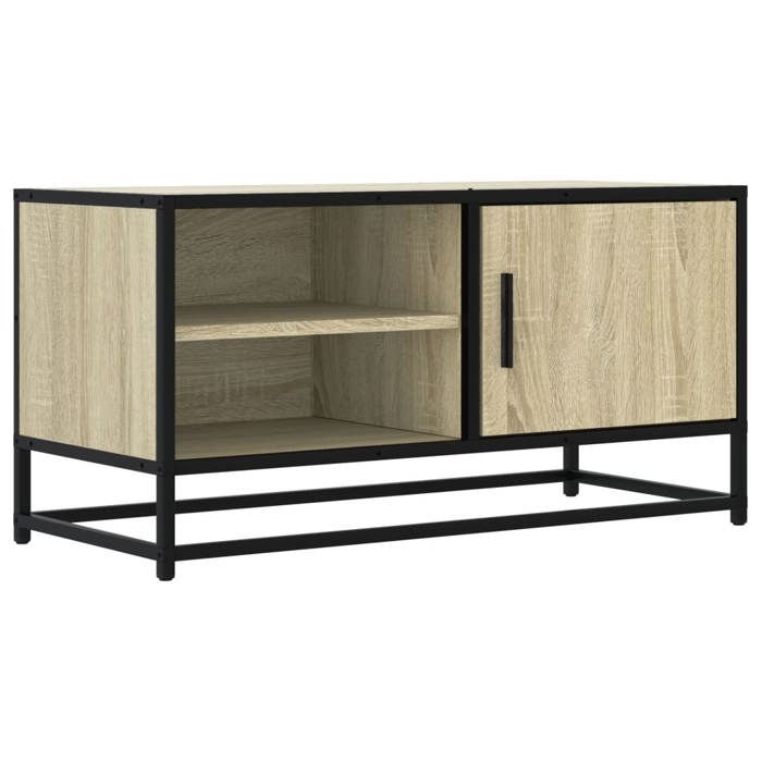 Meuble TV - MAISON EXCLUSIVE - Chêne Sonoma - Bois dingénierie & métal - 80×34 5×40 cm - Grand rangement