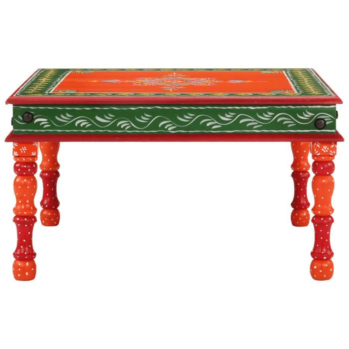 Chic Table basse orange bois de manguier massif peint à la main - Table de salon &1_16491