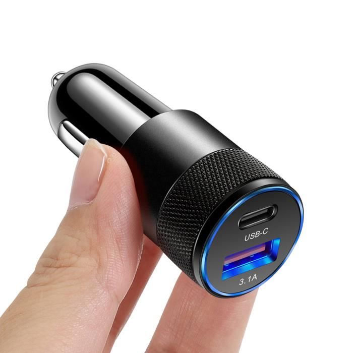 Chargeur Voiture 111W USB-C & QC3.0 | 4 Ports + Voltmètre LED | Charge Rapide 90W Allume-cigare, 30W PD | Compatible 12V/24V