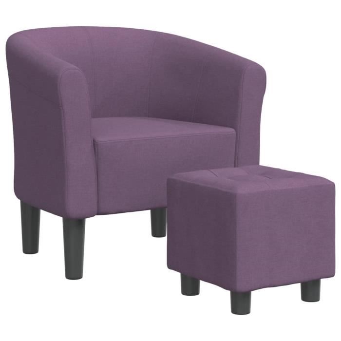 atyhao fauteuil cabriolet avec repose-pied violet tissu 84530