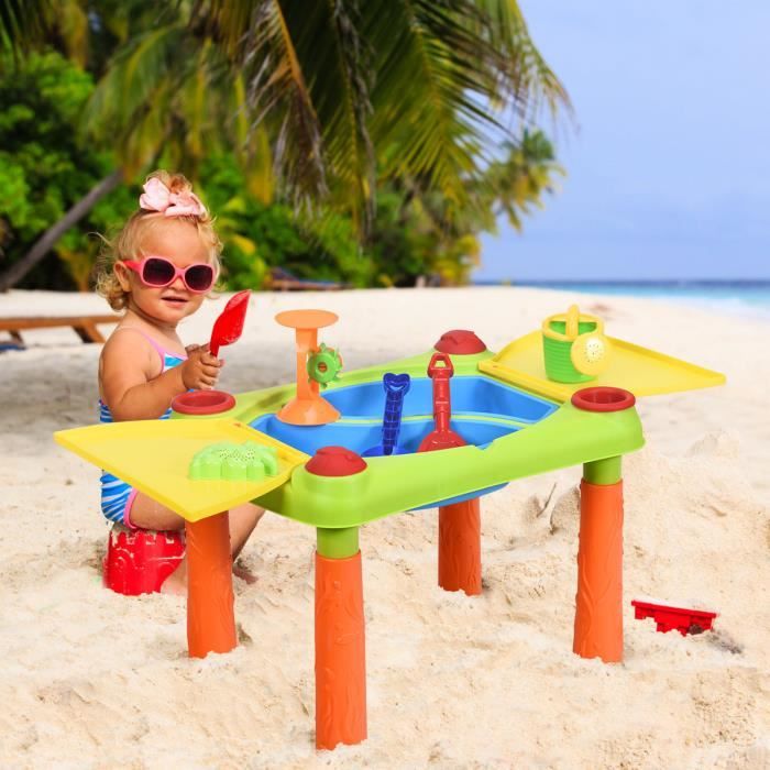 Table D Activite De Sable Et Eau 2 En 1 Jeux De Sable De Plage Ensemble 18 Pcs Des Moules Couvercle Inclus Pour Enfant Plus De 3 Ans Cdiscount Puericulture Eveil Bebe