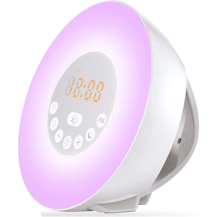 DBFHC Réveil Lumineux Simulation De Lever Soleil Atmosphère Awaken Light Lampe Chevet Multifonctionnelle À Chargement Commande Luminosité Réglable,A 