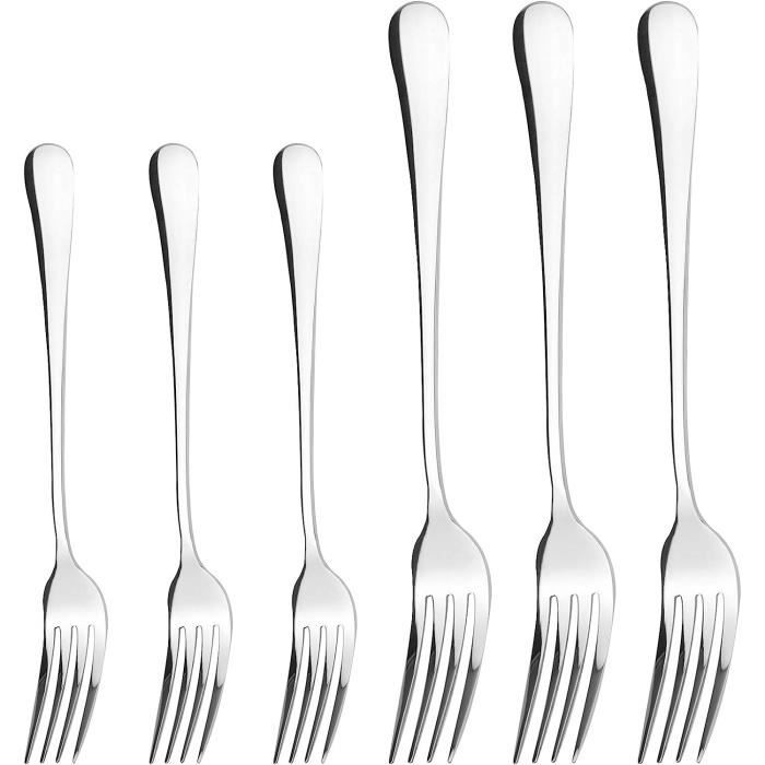 Lot de 6 fourchettes de table, 3 grandes fourchettes de 204 mm, 3