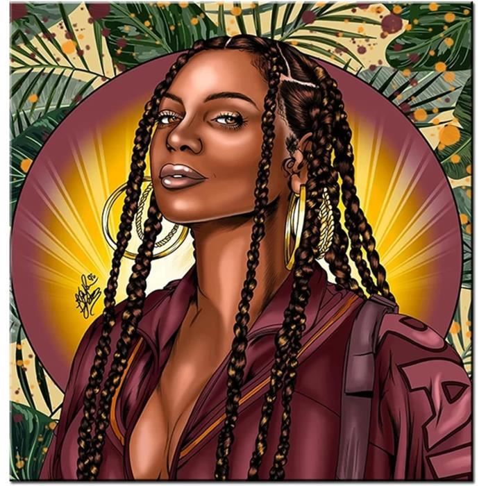 5D Diamond Painting Femme Noire Africaine, DIY Adultes/Enfants Diamant Painting Kit Complet Point De Croix Toile Broderie Mosaïques Peinture Art Maison Décor Murale Cadeau Square Drill 80x100cm