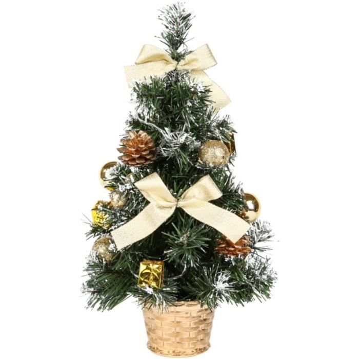 Mini Sapin De Noël Artificiel 60 Cm Lumineux LED – Sapin De Table Avec 23 Décorations DIY à Personnaliser, Idéal Pour Noël Magique (Argenté Floconné)