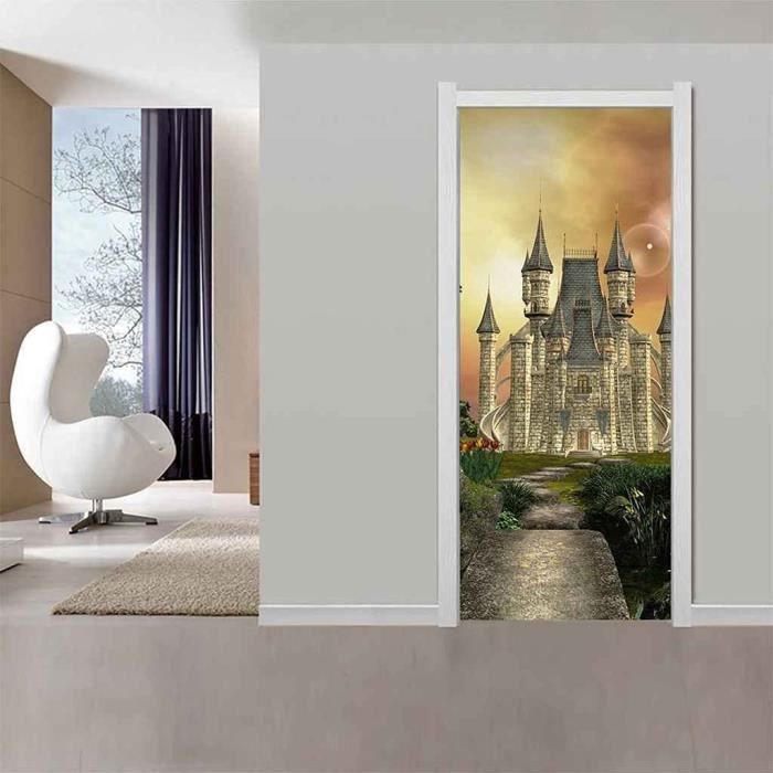 Stickers Porte Fleurs De Cerisier 3D Poster Japonais 77x200 Cm - Autocollant PVC Imperméable Pour Décoration Murale Et Porte