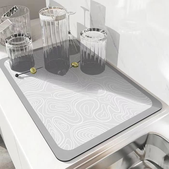 Tapis Absorbant En Nanofibres à Séchage Rapide, Tapis Absorbant Pour Comptoir De Restaurant 30 X 40 Cm Imprime En Gris 93608620