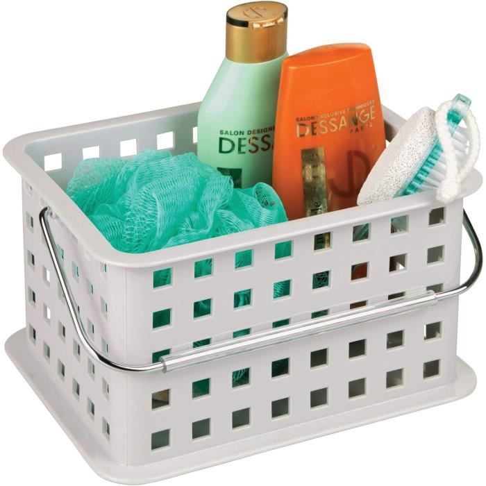 Corbeille Rangement IDesign - Panier Plastique Blanc Pour Salle De Bain