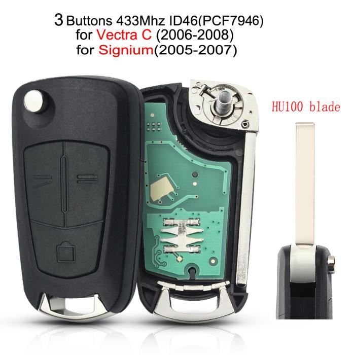 Chiave Telecomando PCF7946 Per Opel Astra H, Zafira B, Vectra C (2002-2013), Lama Non Tagliata, Bianca