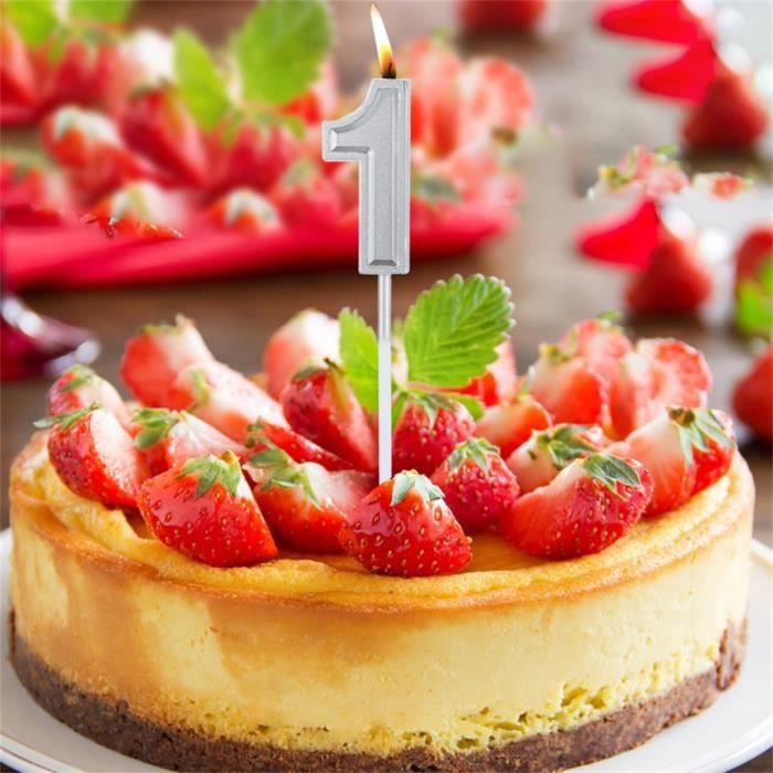 Decor De Gateau De Nombre De Bougies D Anniversaire De Numero 1 En Argent Pour La Fete D Adultes Enfants Flow Cdiscount Maison
