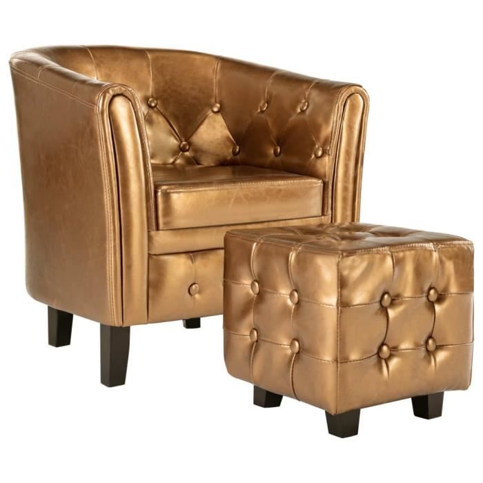 Fauteuil cabriolet MAD - Marron Similicuir - Avec repose-pied - Accoudoirs courbés