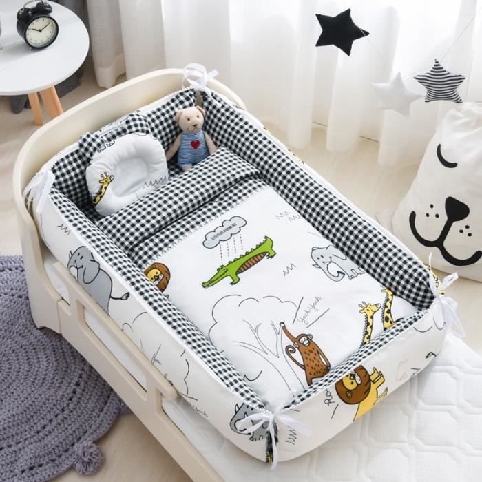 Cale Bebes Avec Hosse De Coverture Oreiller Nid Bebe Isole Pour Nouveau Ne Dormir Lit Bebe Pliable Voyage 90 50 cm Animal Cdiscount Puericulture Eveil Bebe