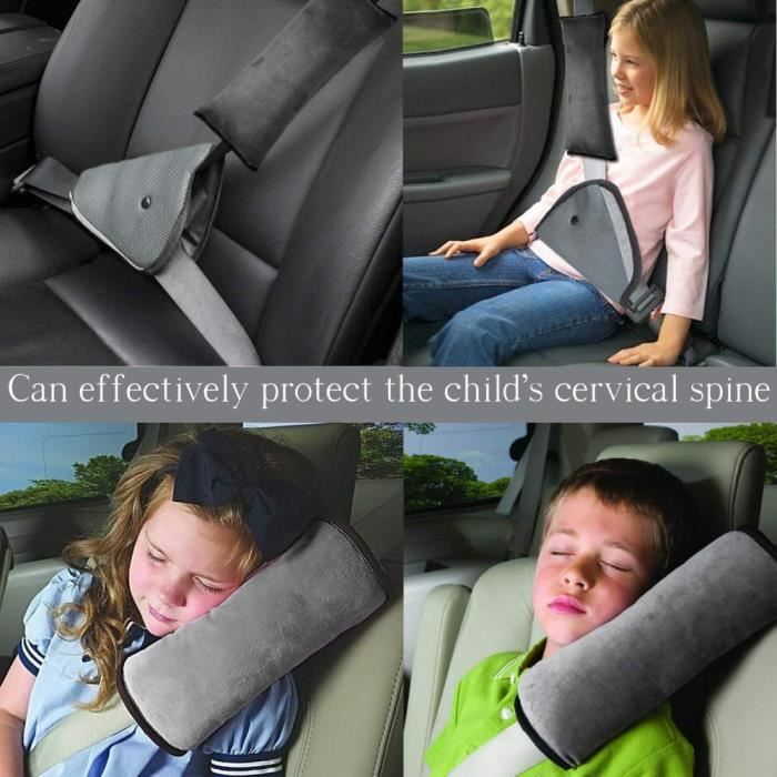 Kit 2 Coussins Ceinture Sécurité Enfant Norhogo - Protection Nuque Et Ventre - Voiture, Avion
