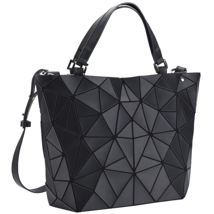 Sac a main holographique geometrique pour femmes Marque Modele PU Noir Synthetique Femme Noir Cdiscount Bagagerie Maroquinerie